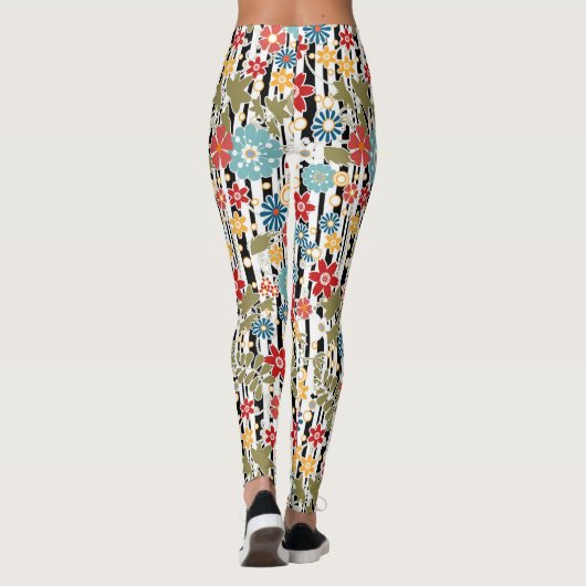 Retro, florale retro leggings (Achterkant)
