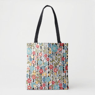 Retro, florale retro tote bag