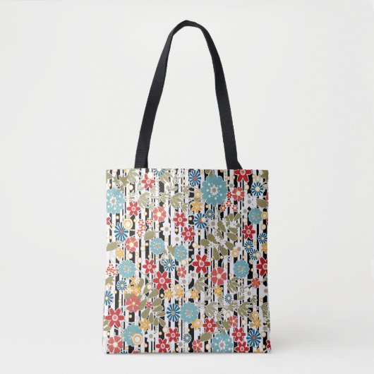 Retro, florale retro tote bag (Voorkant)
