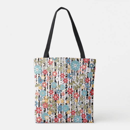 Retro, florale retro tote bag (Achterkant)