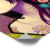 Retro FloralPunk Girl Digital Art Poster (Hoek)