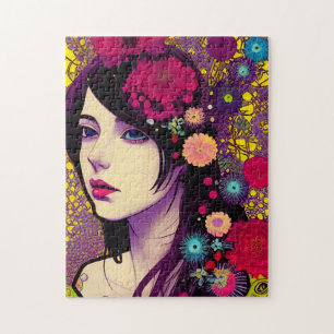 Retro FloralPunk Girl Legpuzzel