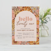 Retro Florals ANY AGE Invitation Kaart (Staand voorkant)