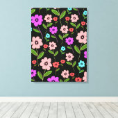 Retro Florals Canvas Afdruk (Insitu (Houten vloer))