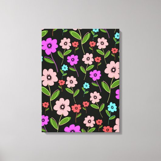 Retro Florals Canvas Afdruk (Voorkant)