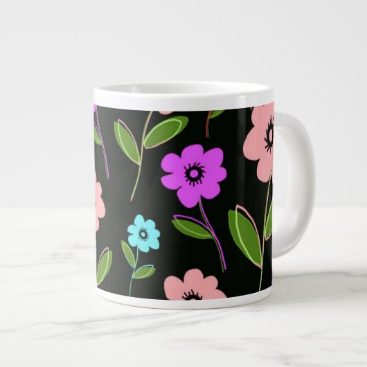 Retro Florals Grote Koffiekop (Voorkant rechts)