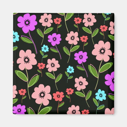Retro Florals Magneet (Voorkant)