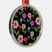 Retro Florals Metalen Ornament (Rechts)