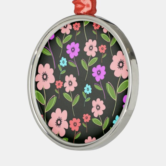 Retro Florals Metalen Ornament (Links)