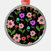 Retro Florals Metalen Ornament (Voorkant)
