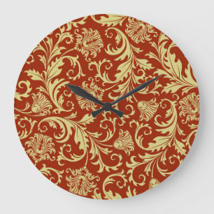 Retro florals: patroonachtergrond. grote klok