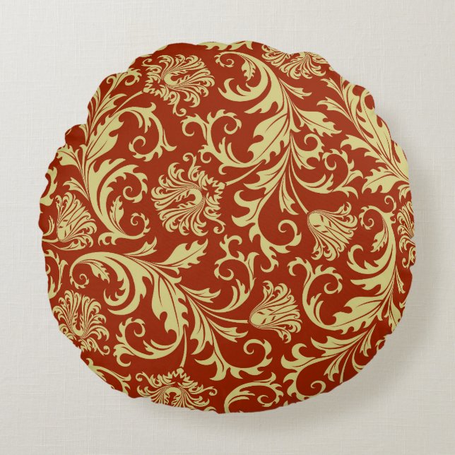 Retro florals:  patroonachtergrond. rond kussen (Voorkant)