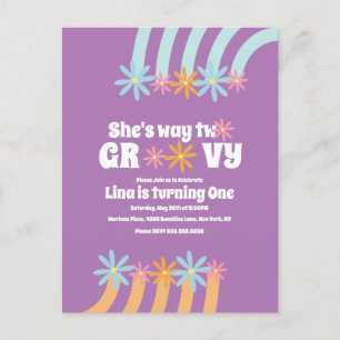 Retro Florals Way Two Groovy Birthday Briefkaart