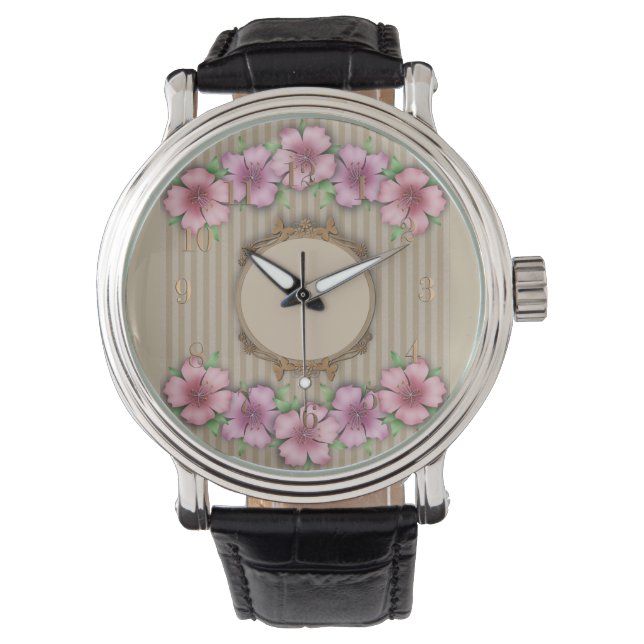 Retro, floreel patroon horloge (Voorkant)