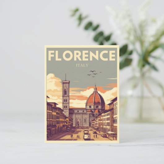Retro Florence, Firenze Italië reisgeschenken Briefkaart (Staand voorkant)