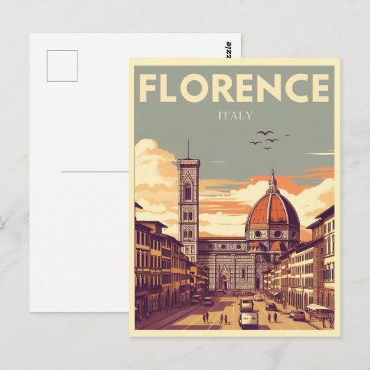 Retro Florence, Firenze Italië reisgeschenken Briefkaart (Voorkant / Achterkant)