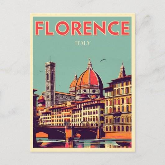 Retro Florence, Firenze Italië reisgeschenken Briefkaart (Voorkant)