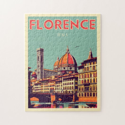 Retro Florence, Firenze Italië reisgeschenken Legpuzzel (Verticaal)