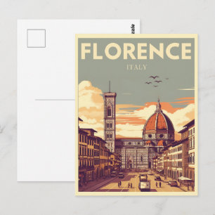 Retro Florence, firenze italy reis cadeaus Briefkaart