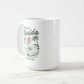 Retro Florida Alligator Palmbomen Zonsondergang Koffiemok (Voorkant links)