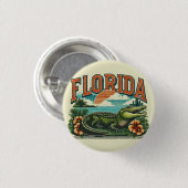 Retro Florida Alligator Ronde Button 3,2 Cm (Voorkant /achterkant)