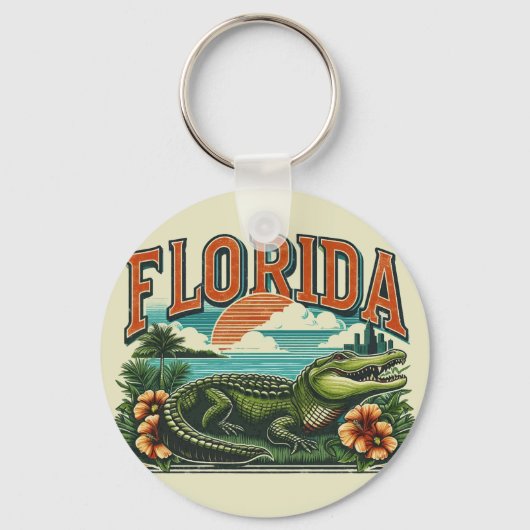 Retro Florida Alligator Sleutelhanger (Voorkant)
