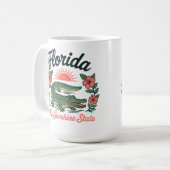 Retro Florida Alligator Tropische bloemen Koffiemok (Voorkant links)