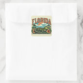 Retro Florida Alligator Vierkante Sticker (Tas)