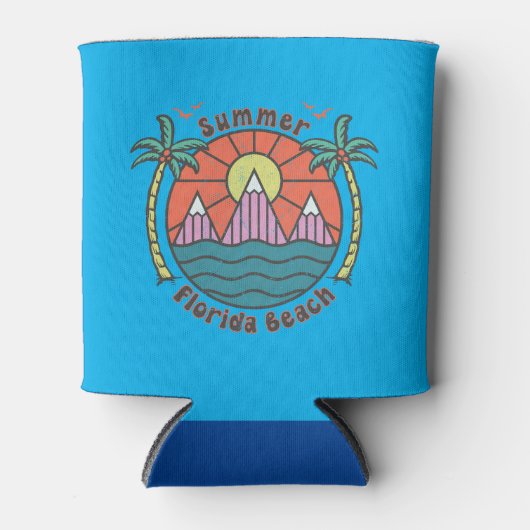 Retro Florida Beach Sunset Blikjeskoeler (Voorkant)