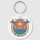Retro Florida Beach Sunset Sleutelhanger (Achterkant)