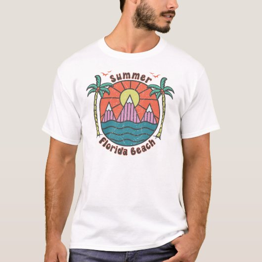 Retro Florida Beach Sunset T-shirt (Voorkant)