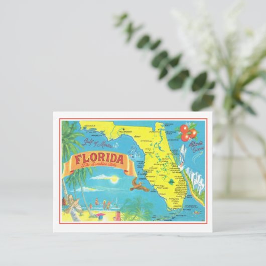 Retro Florida Kaart (Staand voorkant)