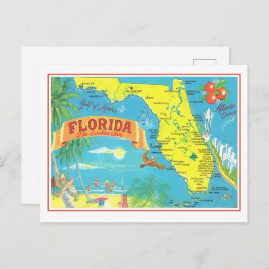 Retro Florida Kaart  (Voorkant / Achterkant)