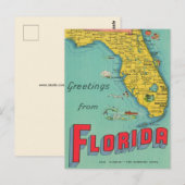 Retro Florida kaart ansichtkaart (Voorkant / Achterkant)