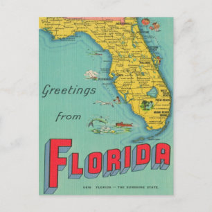 Retro Florida kaart ansichtkaart