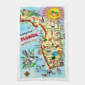 Retro Florida Kaart Theedoek (Verticaal)