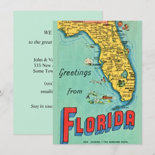 Retro Florida Kaart Verhuisaankondiging (Voorkant / Achterkant)