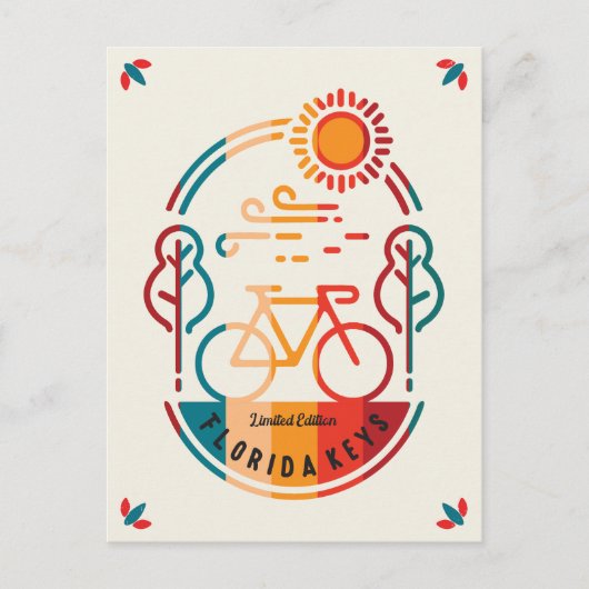 Retro Florida Keys Fietsroute. Briefkaart (Voorkant)