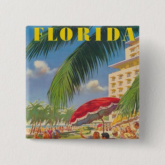 Retro Florida Knop Vierkante Button 5,1 Cm (Voorkant)