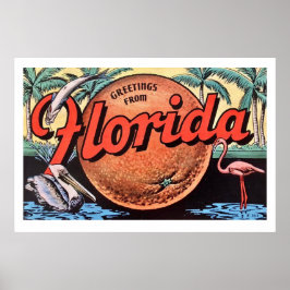 Retro Florida Oranje Poster Print