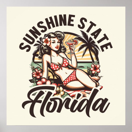 Retro Florida Pinup Poster (Voorkant)