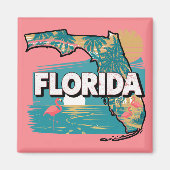 Retro Florida Silhouette Magneet (Voorkant)