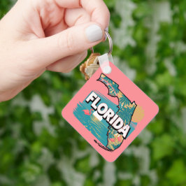 Retro Florida Silhouette Square Sleutelhanger