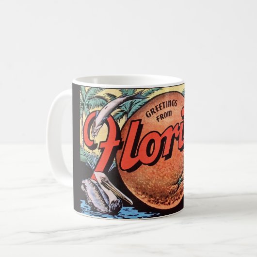 Retro Florida Sinaasappel Koffiemok (Voorkant links)
