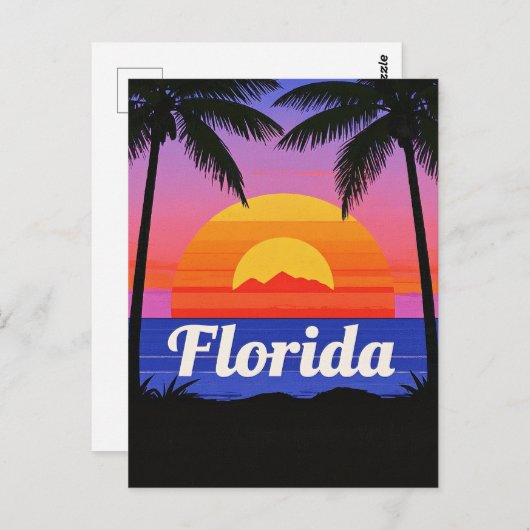 Retro Florida Sunset Vibes: een tropisch paradijs Briefkaart (Voorkant / Achterkant)