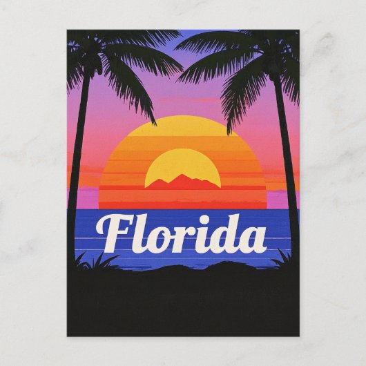 Retro Florida Sunset Vibes: een tropisch paradijs Briefkaart (Voorkant)