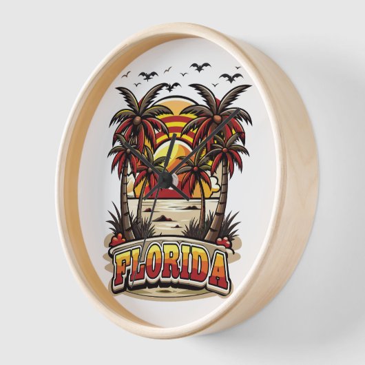 Retro Florida zonsondergang met palmbomen (Hoek)