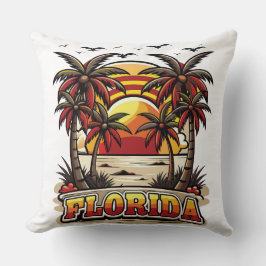 Retro Florida zonsondergang met palmbomen Kussen