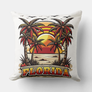 Retro Florida zonsondergang met palmbomen Kussen
