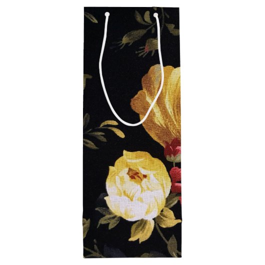 retro florpatroon wijn cadeautas (Achterkant)